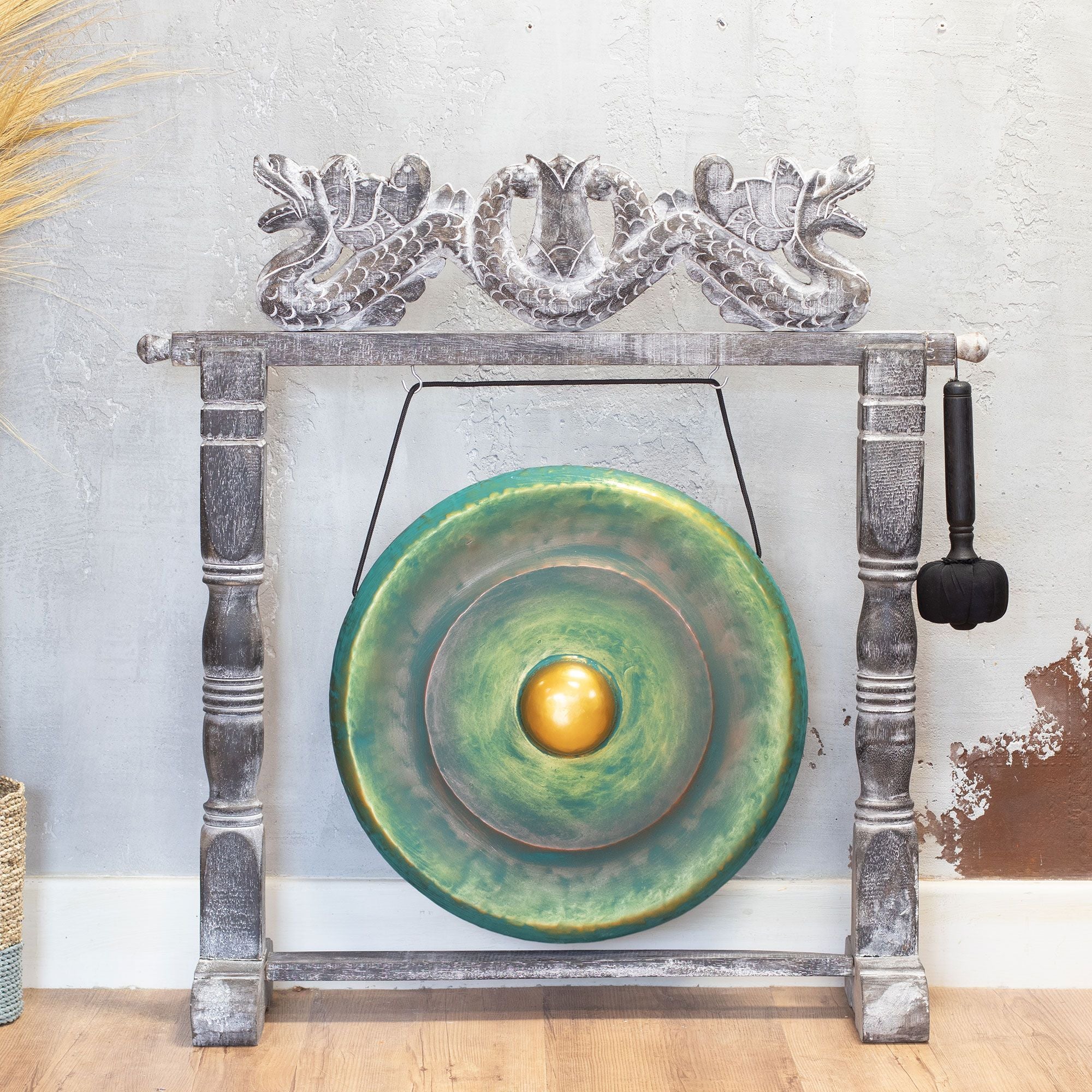 Gong in stand — 50cm, greenwash