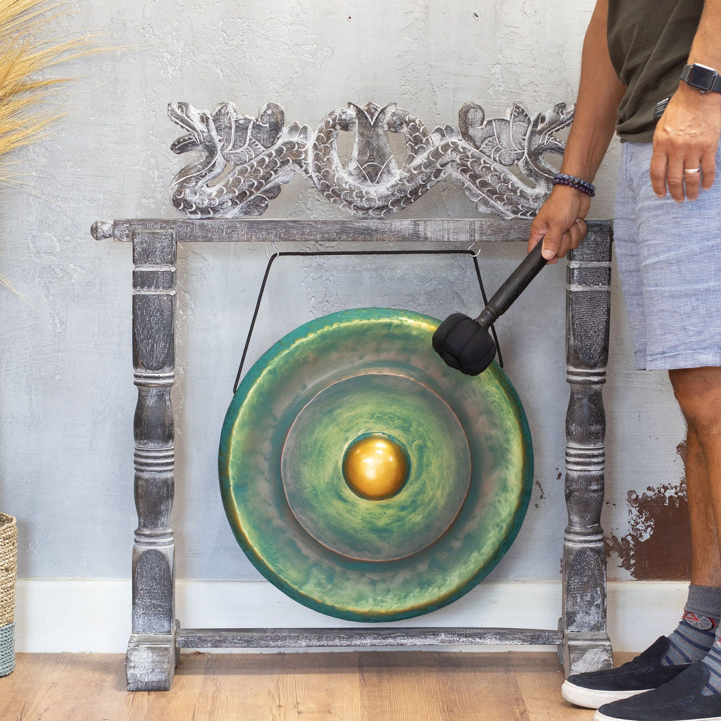 Gong in stand — 50cm, greenwash
