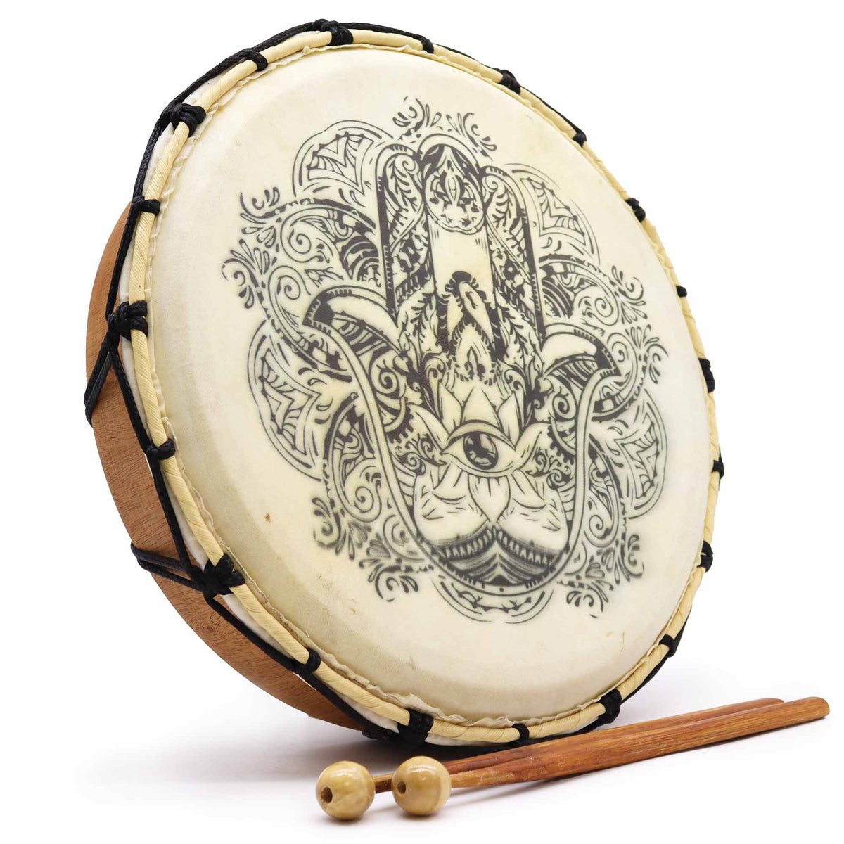 Hamsa Shamanic Drum with Two Sticks - 30cm, from Instruments