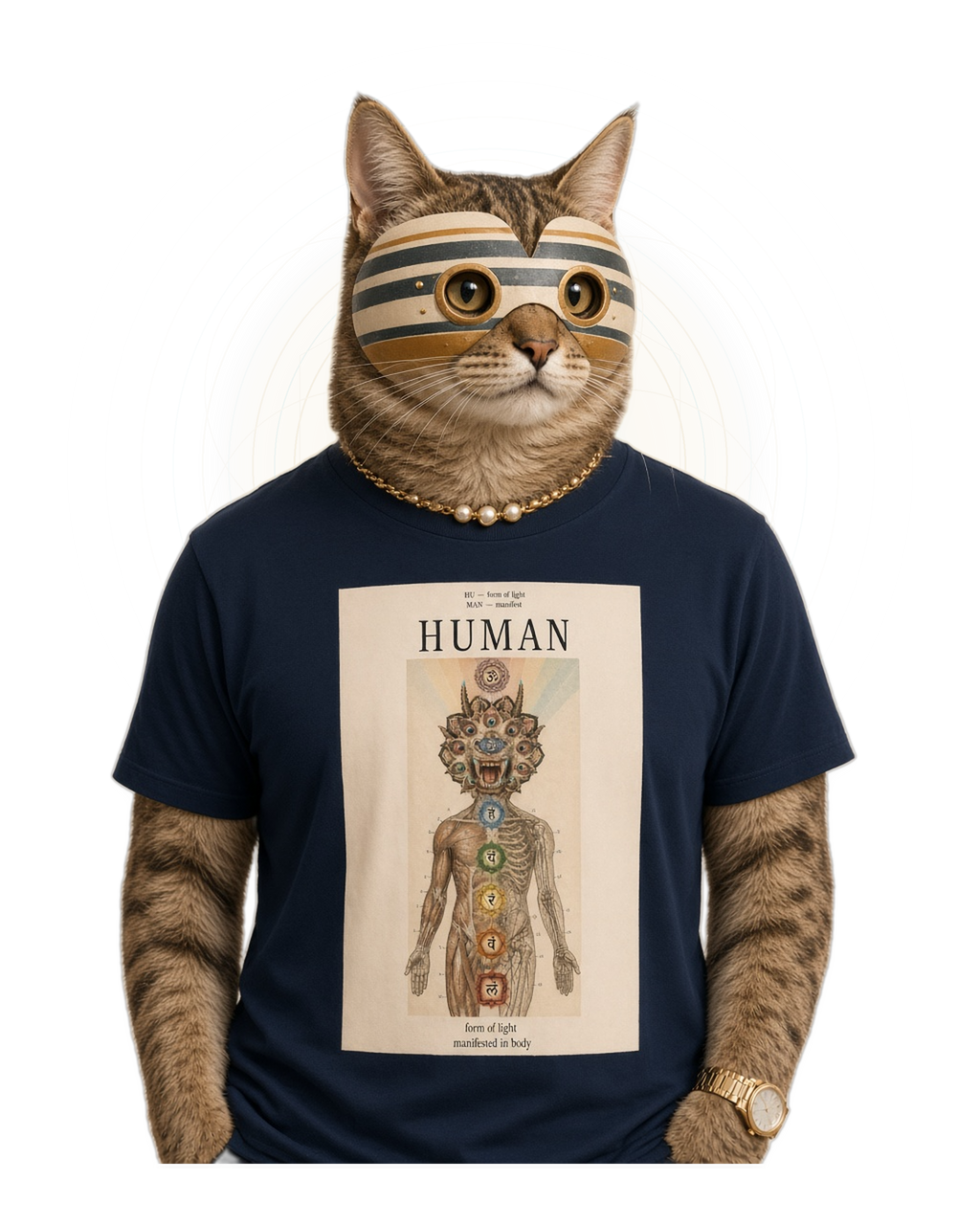 Human — ceramic-totem couture cat lookbook, French Navy tee